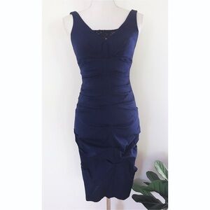 EUC Cache Royal Blue Ruched Bodycon Cocktail Dress​​​​